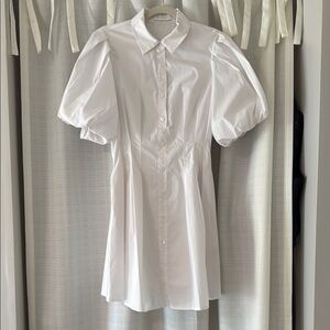 Jonathan Simkhai White Button Up Puff Sleeve Mini Dress Size 4